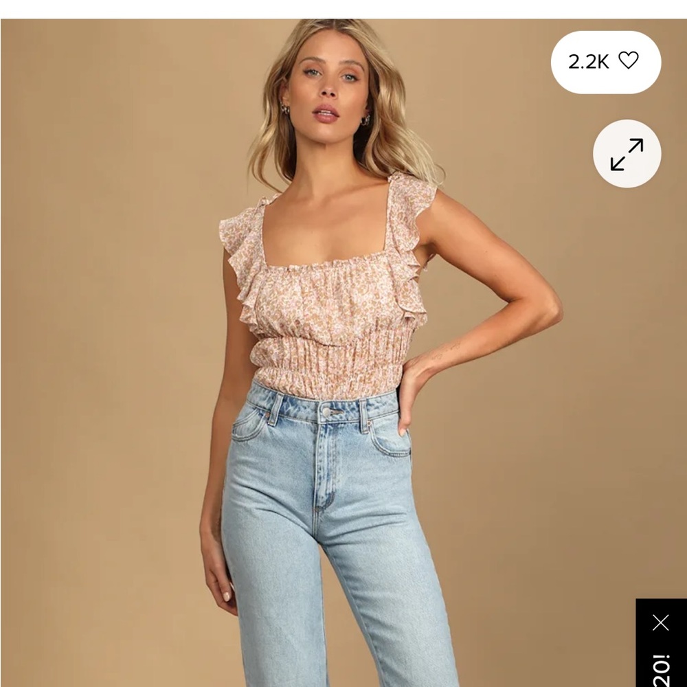 Lulu's Sweetest Thrills Floral Ruffle Smocked Bodysuit